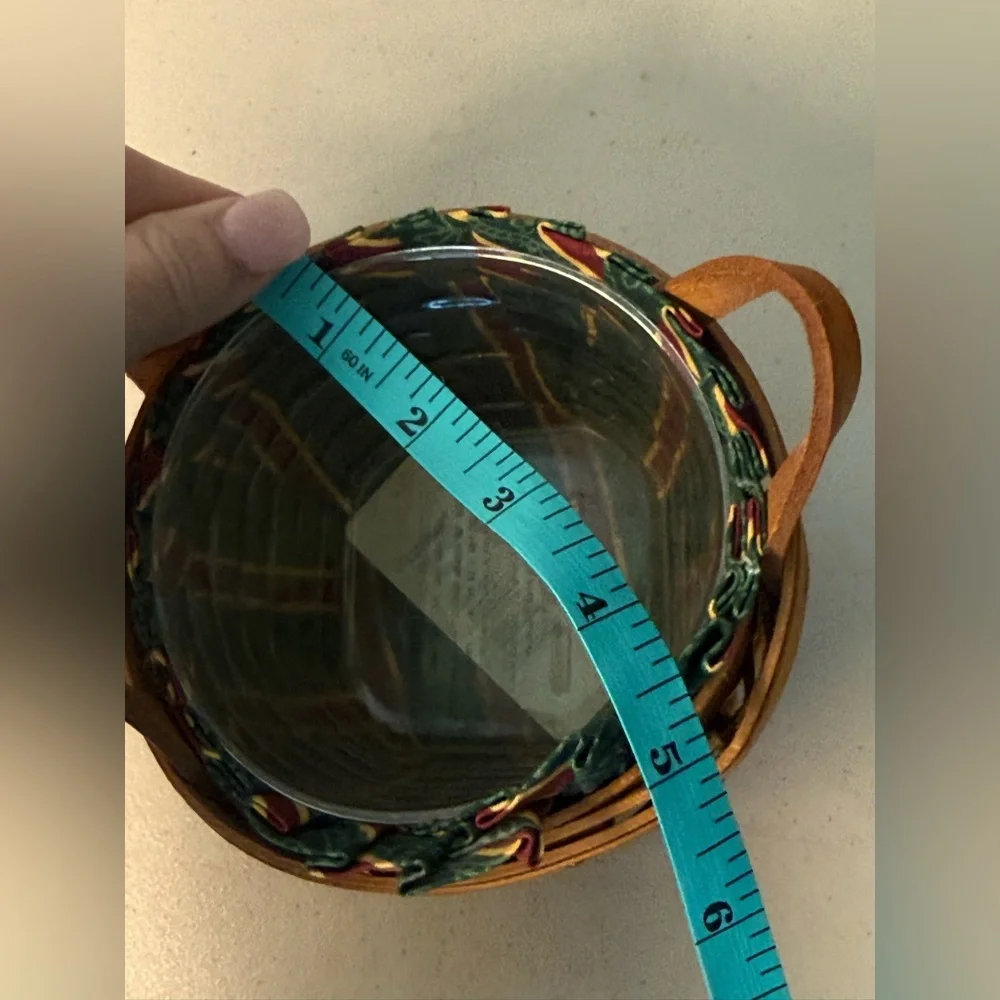 Mini Longaberger Basket Thyme handled liner and protector Excellent Conditon
